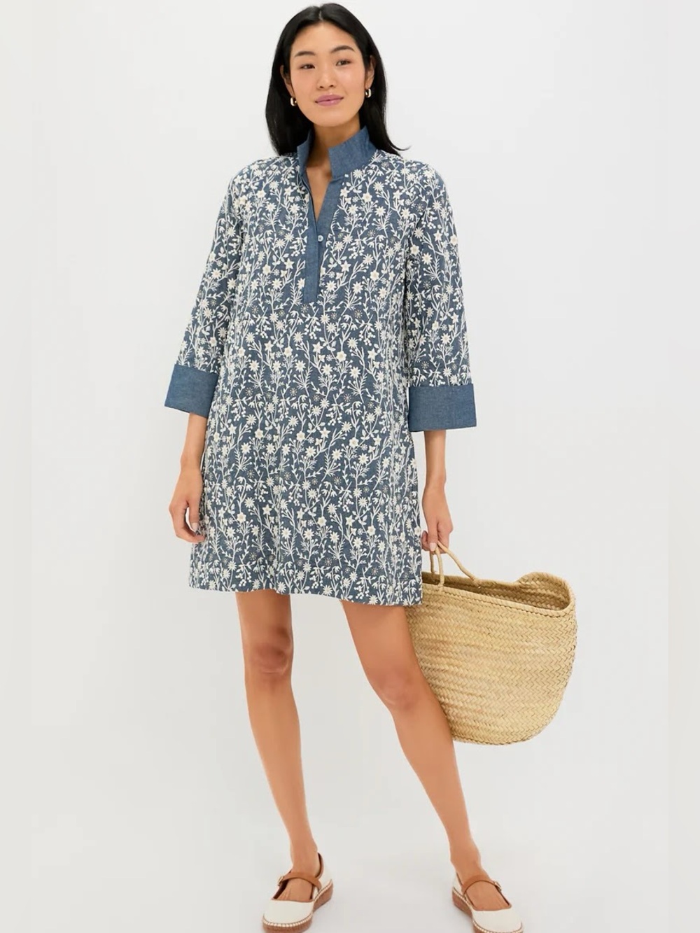 Tuckernuck Embroidered Chambray Wildflower Meadows Megan Dress